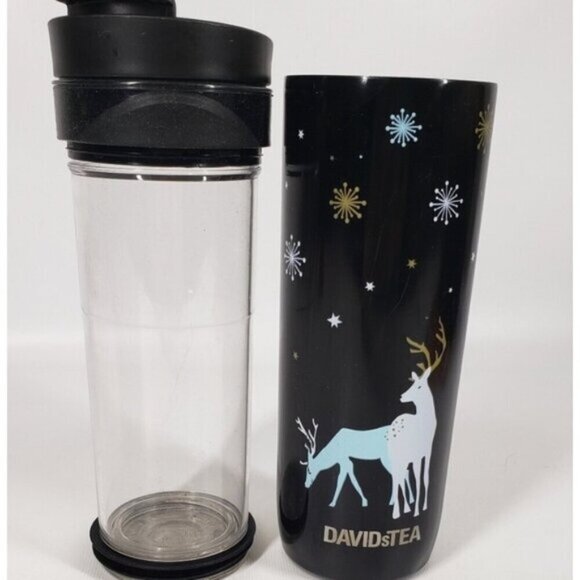 David's Tea Iced Tea Press Winter Pattern 16 Ounce Travel Cup - Picture 9 of 13